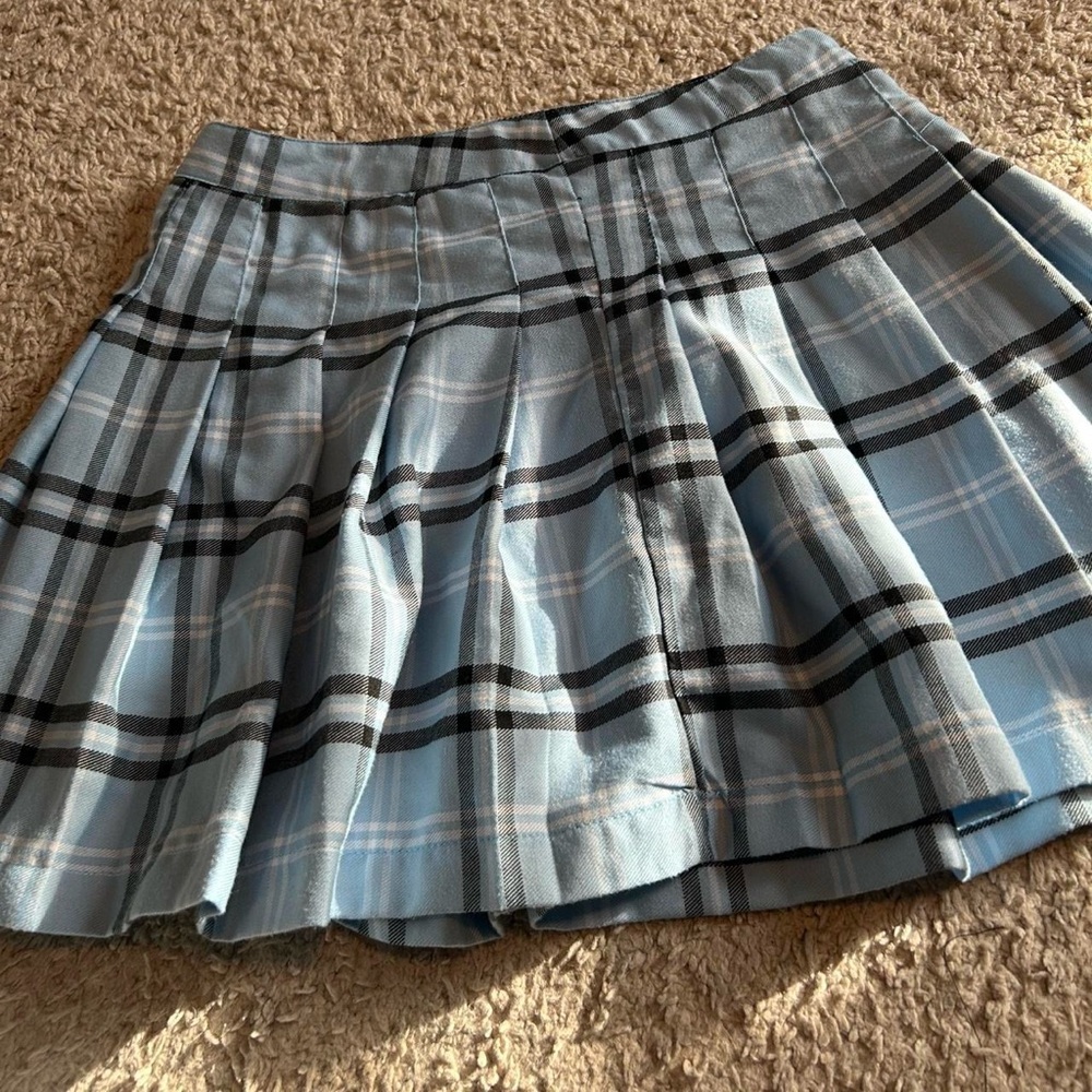 Streetwear Society Plaid Pleated Skirt in Blue and Black